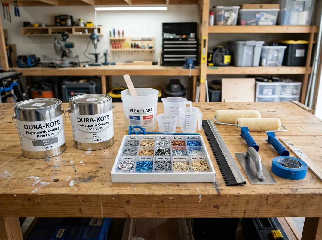 Professional polyaspartic floor coating tools and materials